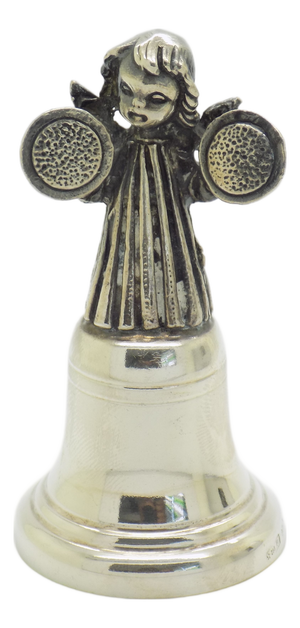 Vintage Italian Silver Brandimarte Silversmith Angel with Instrument Bell, Florence, 1980s