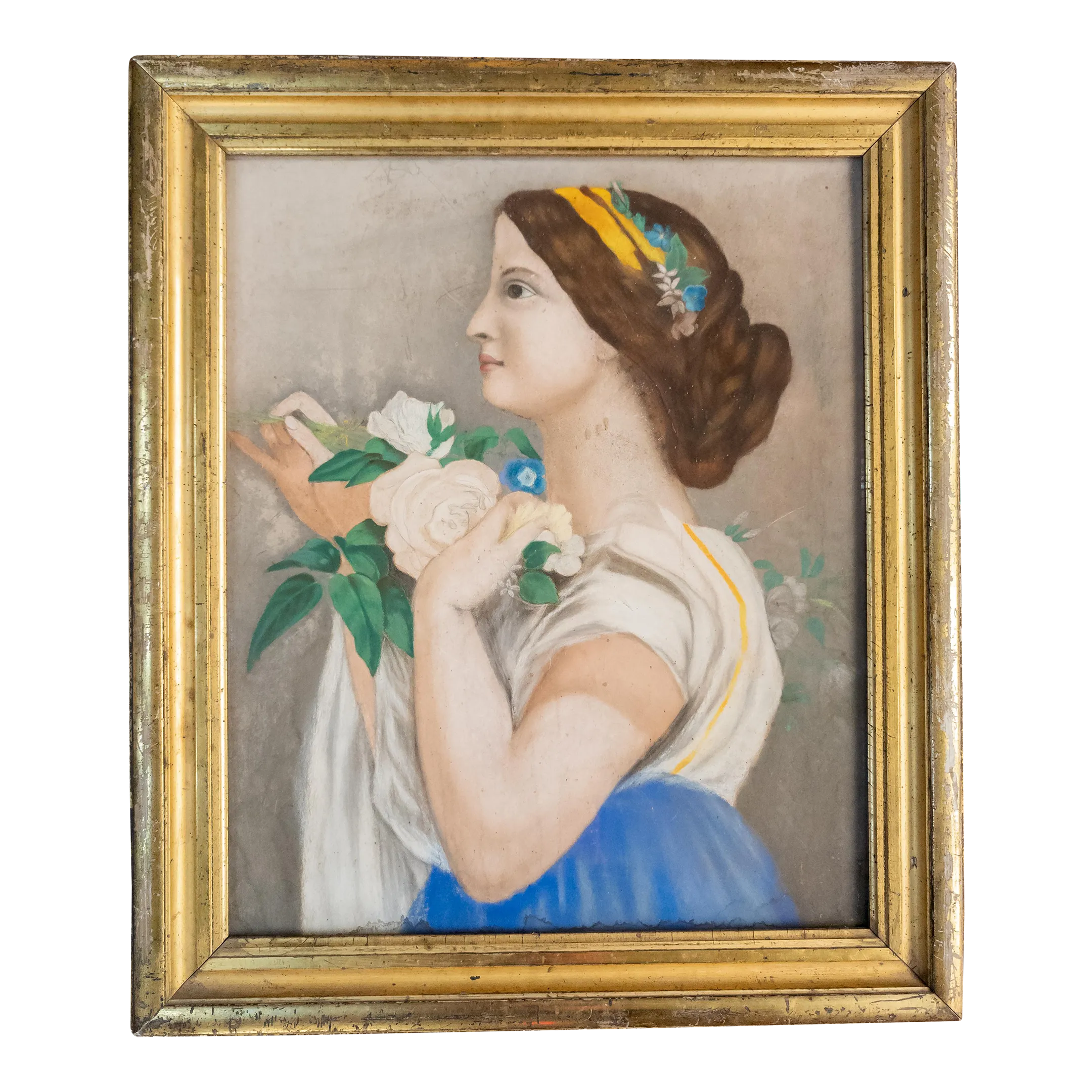 golden globes pink dress 2024 Emerald Grace: Woman in Green Dress Painting | Vertical Canvas