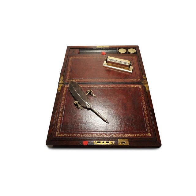 Rosewood Writing Slope with Decorative Brass Trim from Wells and Lambe, Set of 6 For Sale - Image 11 of 14