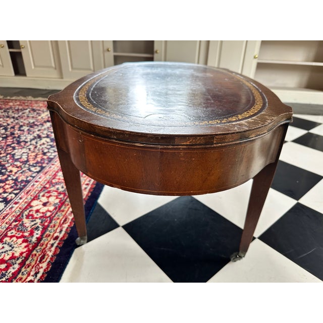 Antique Oval Coffee Table With Gold Tooling For Sale - Image 12 of 12