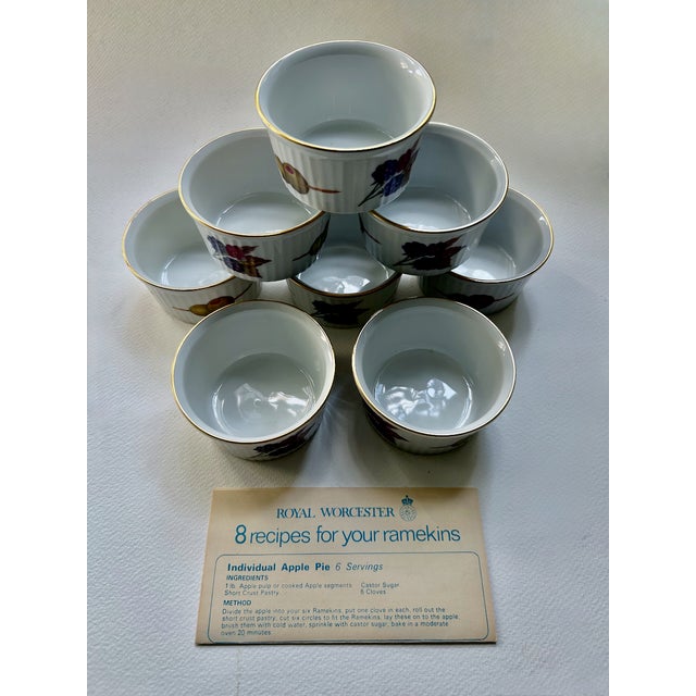 English Vintage Set of 8 English Royal Worcester Evesham Gold Ramekins For Sale - Image 3 of 18
