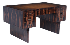 Art Deco Italian Macassar Ebony Desk with Leather Top, 1950s