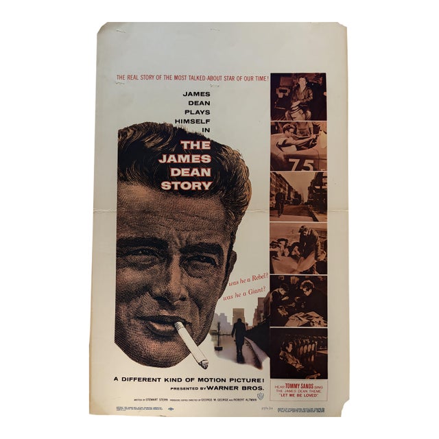 1950s James Dean Original Movie Poster Insert "The James Dean Story" Porsche For Sale