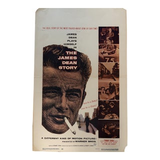 James Dean Movie Poster Original 1950s Insert "The James Dean Story" Porsche For Sale