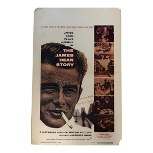 James Dean Movie Poster Original 1950s Insert "The James Dean Story" Porsche