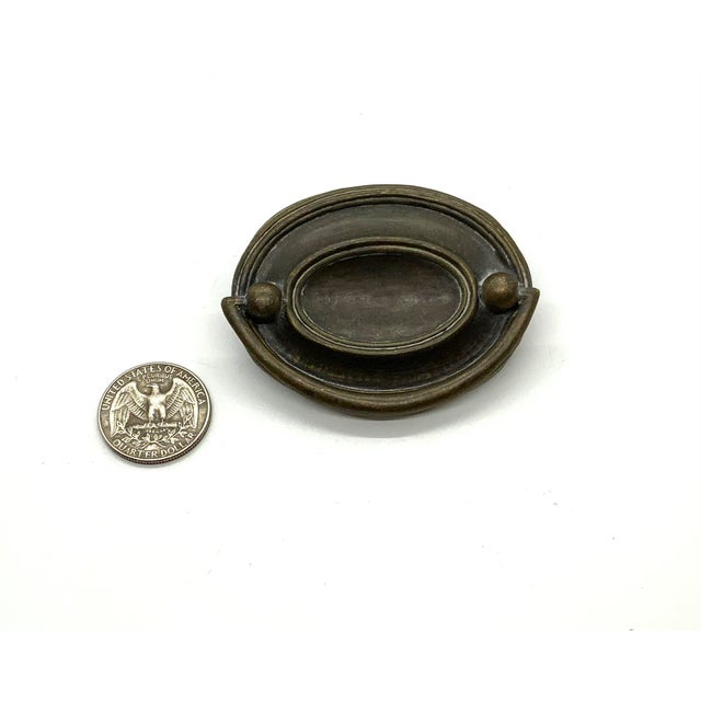 Traditional Thomasville Antique Brass Oval Pull For Sale - Image 3 of 3