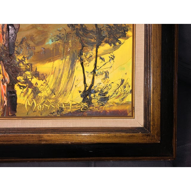1976 Mid-Century Modern Morris Katz Original Impasto Bird Landscape Painting For Sale - Image 4 of 10