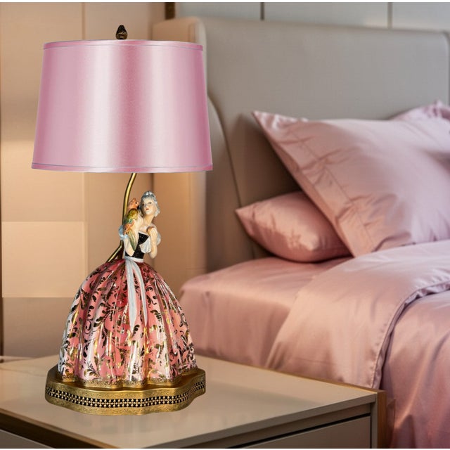 Bertolotti Capodimonte Signed Arturo Pannunzio Porcelain Rococo Lady With a Parrot Table Lamp For Sale - Image 10 of 18