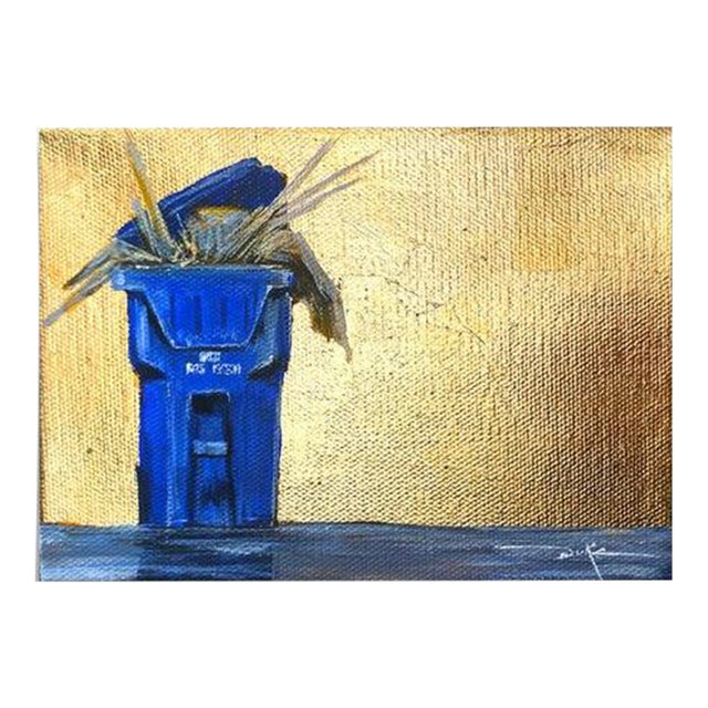 Duke Windsor, "Bins #8", Conceptual Impressionist Painting, Acrylic & Gold Leaf For Sale