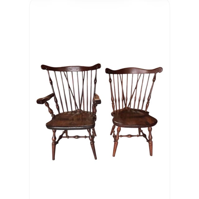 1970s Ethan Allen (Old Tavern) Dining Table and Six Matching Fiddleback Chairs - Original Authentic Complete Set For Sale - Image 10 of 12