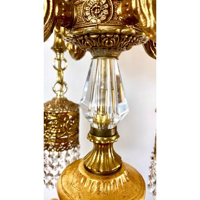 4 Foot Hollywood Regency Gold Leafed Cherub Light Fixture For Sale In Nashville - Image 6 of 12