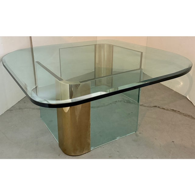 Mid-Century Modern Leon Rosen for Pace Collection Tear Drop Brass & Glass Coffee Table For Sale - Image 3 of 7