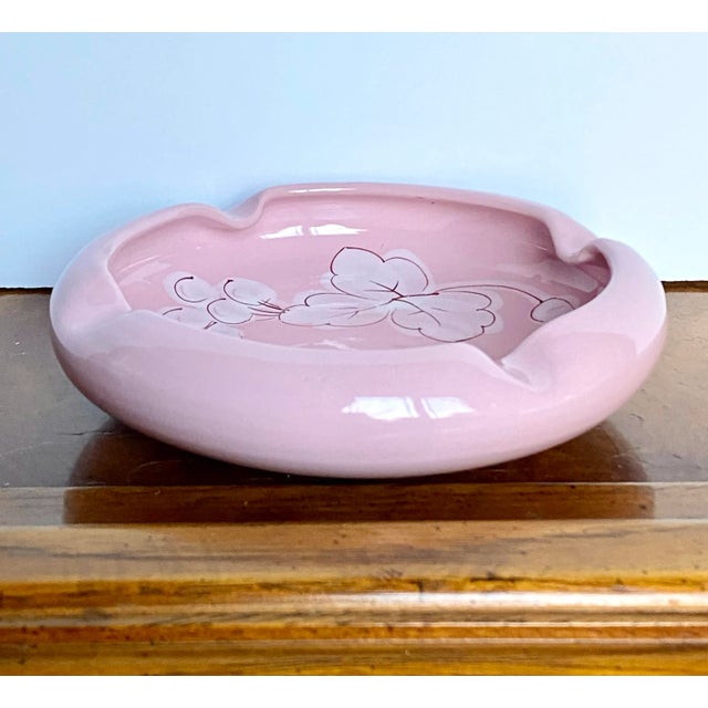 Mid 20th Century Vintage Hand Painted Pink Italian Ashtray / Catchall For Sale - Image 5 of 9