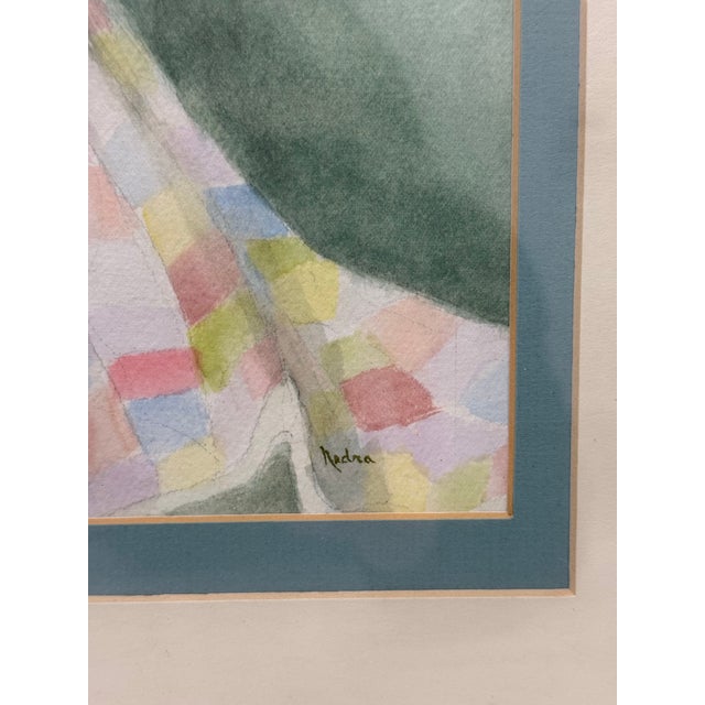 1980s Watercolor Painting of a White Cat in a Basket, "Hide and Seek" Signed by Nedra Wood For Sale In Nashville - Image 6 of 11