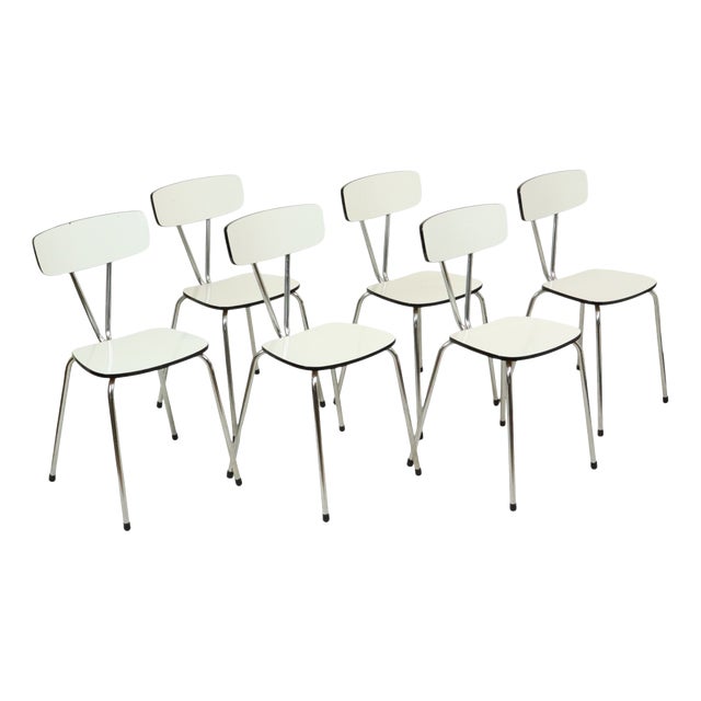 Grey Formica and Chrome Dining Chairs, 1960s, Set of 6 For Sale