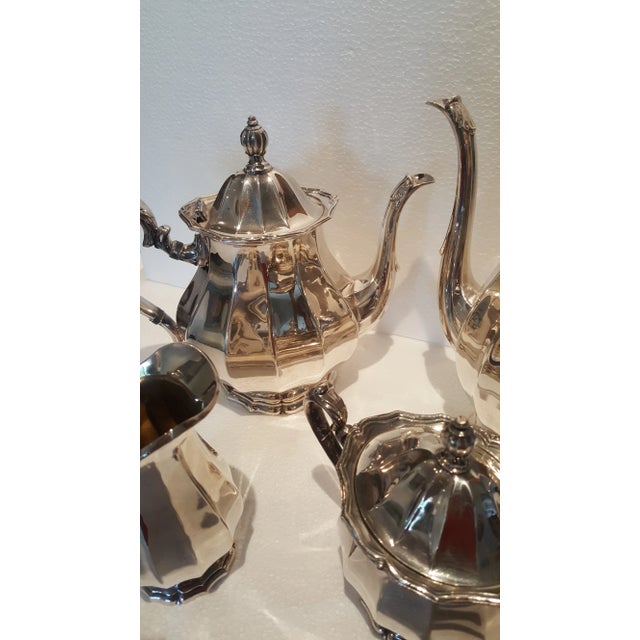 1940s Webster Wilcox English Flutes Silver Plate Coffee and Tea Set - 4 Piece Set For Sale In Los Angeles - Image 6 of 11