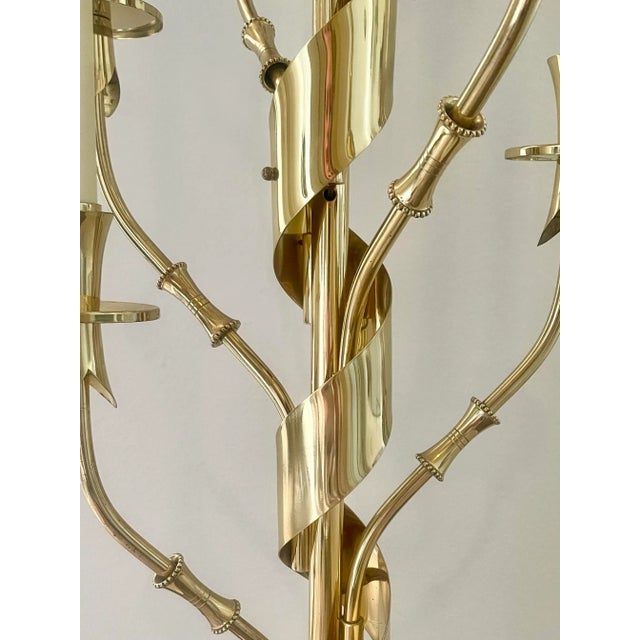Metal 1950s Stilnovo Brass and Marble Candelabra Floor Lamp For Sale - Image 7 of 10