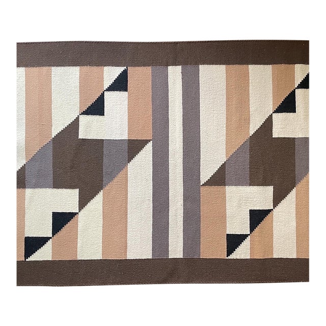 Vintage Geometric Rug by Artist Gerald Johnson For Sale