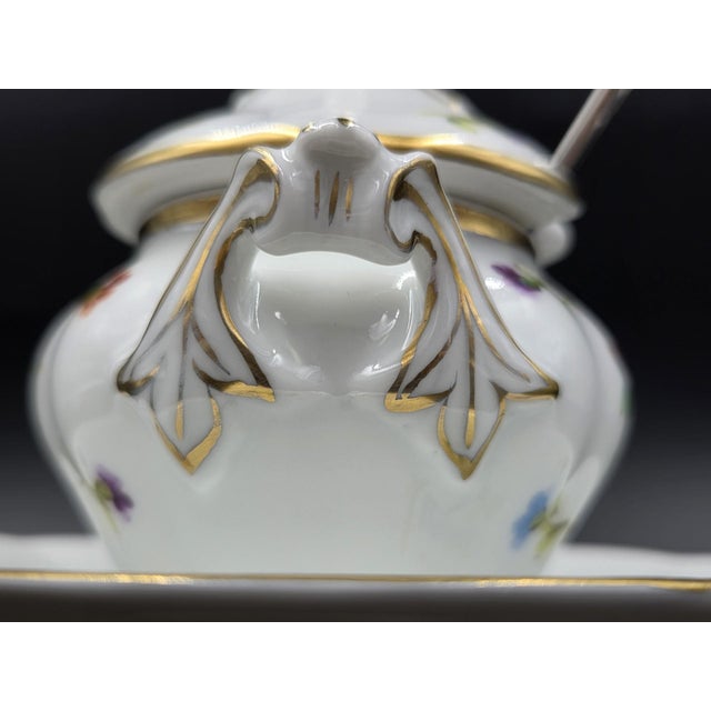 Metal Vista Alegra Porcelain Petite Sugar Bowl With Oneida Sugar Spoon For Sale - Image 7 of 18
