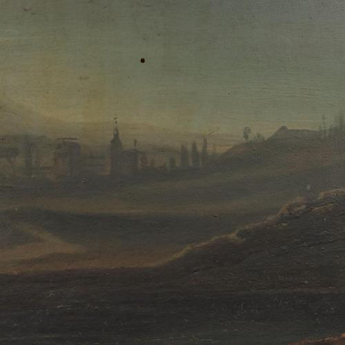 Textile Night Landscape, Oil on Hardboard, Framed For Sale - Image 7 of 11