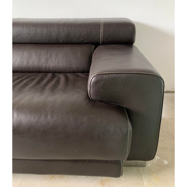 Modernist Espresso Italian Leather Sectional & Ottoman For Sale In Phoenix - Image 6 of 10