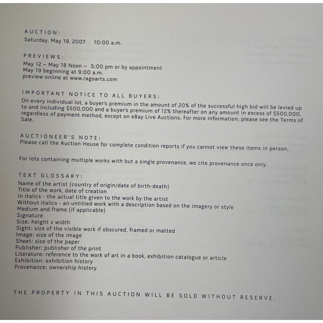 Rago Post War Contemporary Art and Photographs From the Collection of J. P Smith For Sale - Image 9 of 12