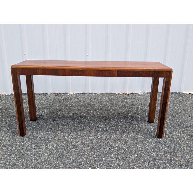 Mid Century Wall Console Walnut Table by Lane For Sale In Washington DC - Image 6 of 14