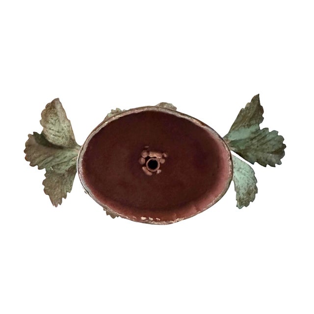 Vintage Italian Tole Peinte Potted Strawberry Plant Sculpture / Toleware Floral / Flower Arrangement, Made in Italy For Sale - Image 10 of 11