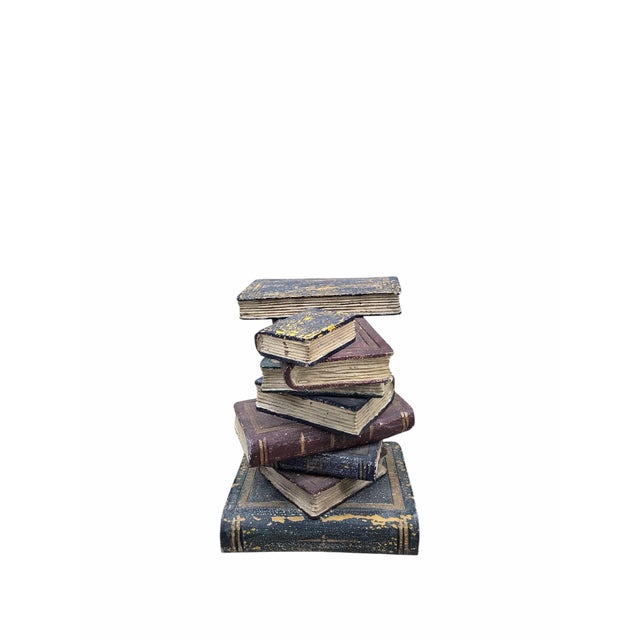 Traditional Vintage Regency Style Faux Stacked Book Side Table For Sale - Image 3 of 8