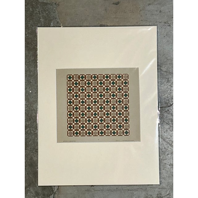 Mid 20th Century Vintage Geometric Tile Design Serigraph For Sale - Image 5 of 12