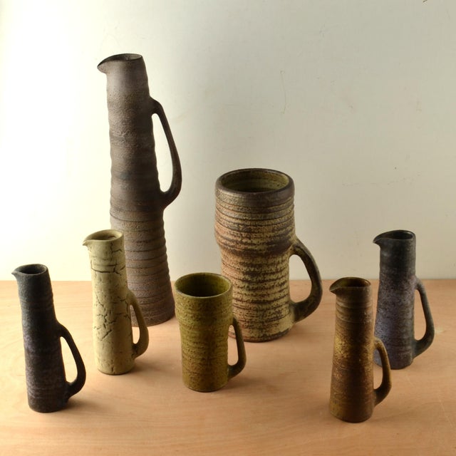 Ceramic Mid-Century Ceramic Studio Vases in Muted Colors, Set of 7 For Sale - Image 7 of 18