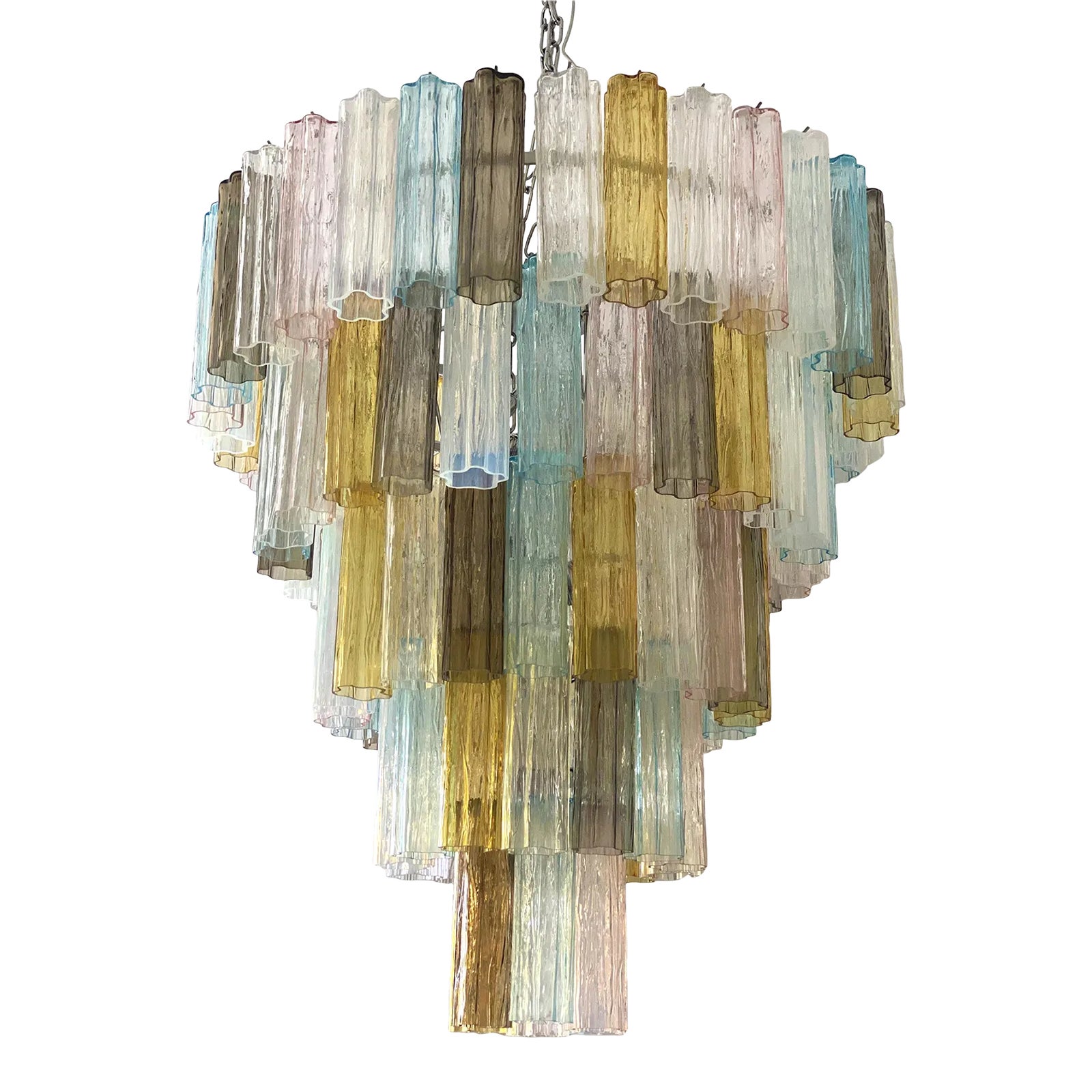 Contemporary Multicolor “Tronchi” Murano Glass Chandelier in