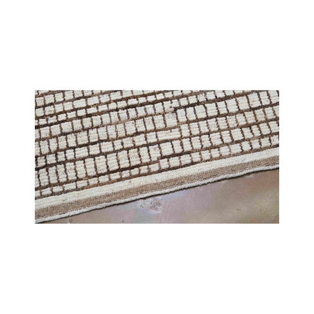 1960s Brown & Neutral Modern Wool Rug For Sale - Image 5 of 7