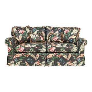 Vintage Custom Tropical Floral Chintz Sofa For Sale