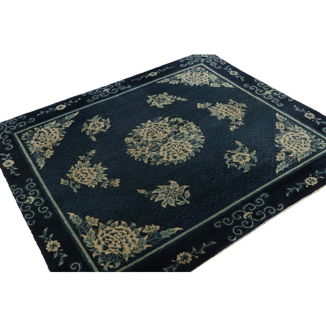 A splendid 5x6 Peking rug of sought-after Chinese antiquity in a traditional Peking style floral pattern. On the Design:...