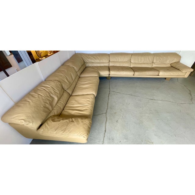 1985 Marco Zani Tan Leather Sectional Sofa From "Collezione Poltrone" For Sale In Miami - Image 6 of 13