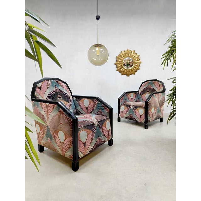 Set of Art Deco Patterned Club Chairs, 1930s For Sale - Image 3 of 6