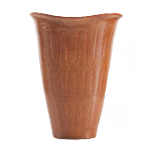 Scandinavian Vase with Incised Pattern & Red-Brown Hare's Fur Glaze by Gunnar Nylund for Rörstrand, 1950s