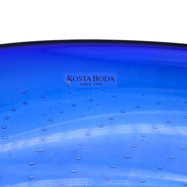 Kosta Boda “Zoom” Art Glass Bowl by Göran Wärff, Blue & Magenta, Signed For Sale - Image 9 of 9