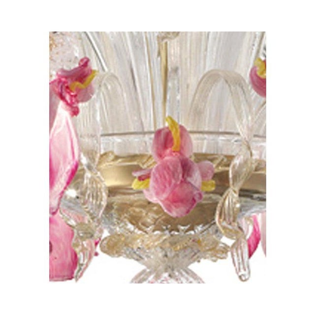 Glass Venetian Pink Floreal Murano Glass Chandelier by Simoeng For Sale - Image 7 of 14