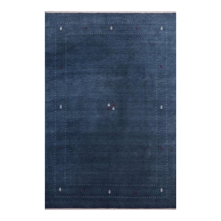 Boho Chic Gabbeh Blue/White Wool Rug - 8'10''x11'10'' For Sale