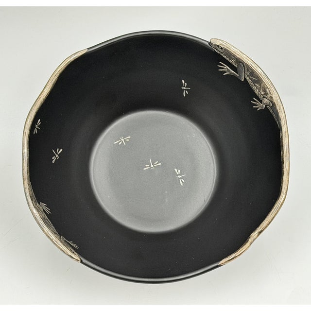 Emilia Castillo 1980s Emilia Castillo Pure Silver Lizard & Black Porcelain Bowl, Mexican Silver Art For Sale - Image 4 of 18