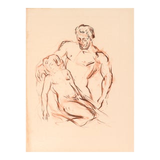 Figures Embracing 1949 Sanguine Lithograph, Othon Friesz For Sale