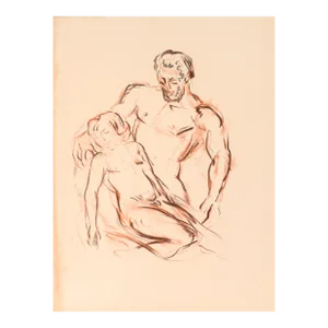Figures Embracing 1949 Sanguine Lithograph, Othon Friesz