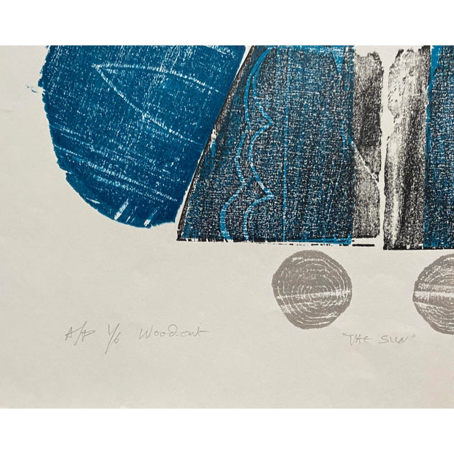 1977 woodblock print, "The Sun," signed illegibly, and numbered 10f artist proofs.