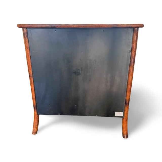 1990s Theodore Alexander Chinoiserie Lacquer Chest Bird Motif W/ Bamboo Hardware 4 Drawer For Sale - Image 10 of 14