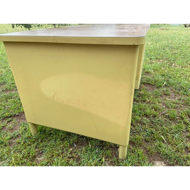 Steelcase McDowell & Craig Vintage Mid Century Modern Metal Tanker Desk For Sale - Image 4 of 10