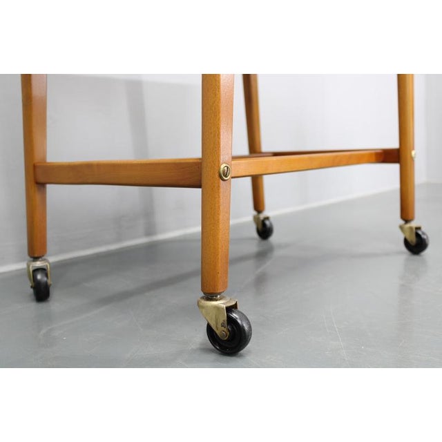 Wood Teak Side Table on Wheels, Denmark, 1960s For Sale - Image 7 of 13