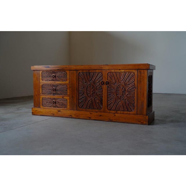 Wood Hand-Carved Sideboard from Aquarius Enterprises, South Africa, 1970s For Sale - Image 7 of 18