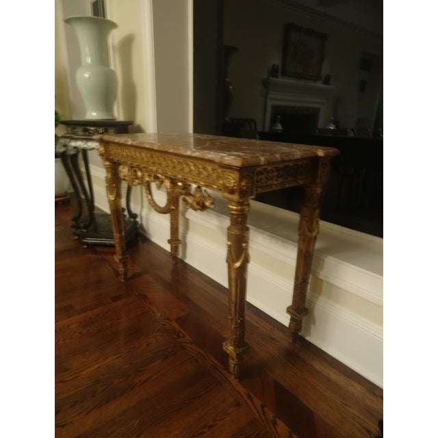 Wood Late 18th Century Neoclassical Giltwood Console With Marble Top For Sale - Image 7 of 9